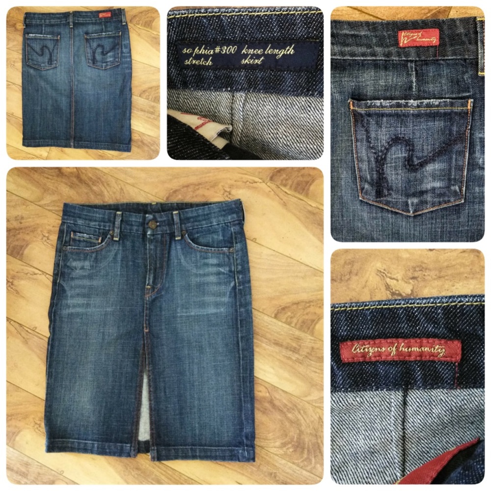 COH-Sophia Stretch Denim Skirt, Knee Length sz 26